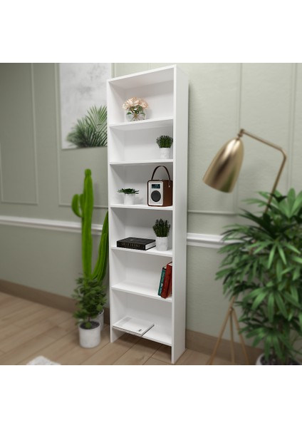 De&se Design 6 Bölmeli Kitaplık Ev- Ofis -Kitaplık Parlak Beyaz Mdflam