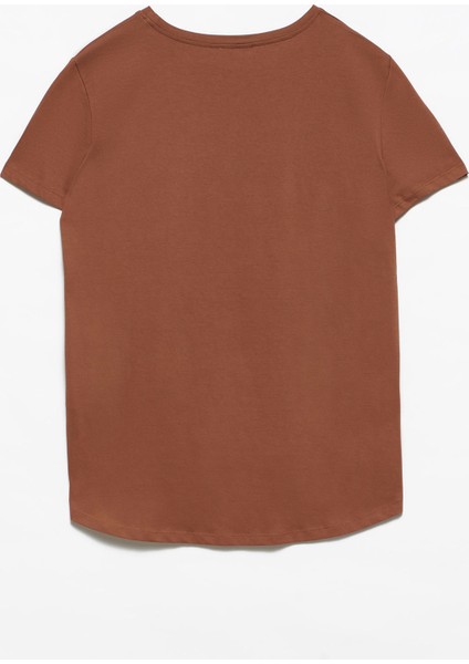 3471 Bisiklet Yaka Basic T-Shirt-Kahve fiyatları