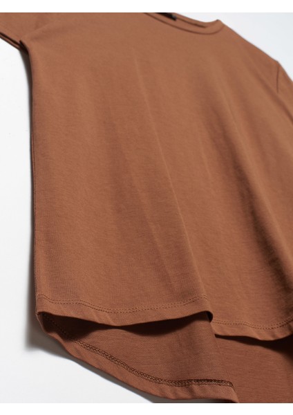 3471 Bisiklet Yaka Basic T-Shirt-Kahve modelleri