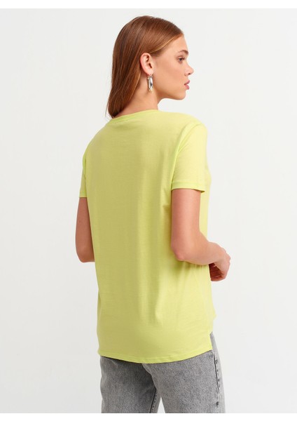 3470 V Yaka Basic T-Shirt-Lime