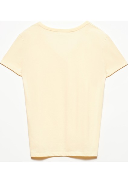 3470 V Yaka Basic T-Shirt-T.sarı fiyatları