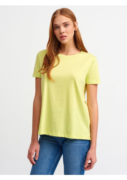 3471 Bisiklet Yaka Basic T-Shirt-Lime