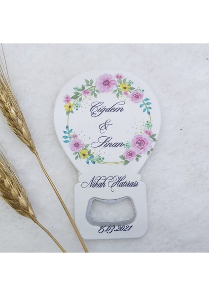 30 Adet Rengarenk Çiçekli Baskılı Balon Açacak Magnet 11X7 cm Uv Nişan Liği Nikah Şekeri