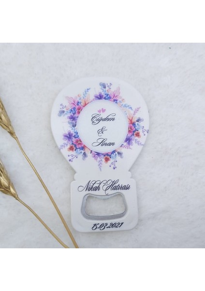 30 Adet Pembe Mavi Çiçekli Baskılı Balon Açacak Magnet 11X7 cm Uv Nişan Liği Nikah Şekeri