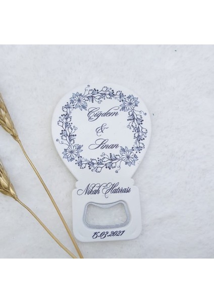 30 Adet Siyah Beyaz Çiçekli Baskılı Balon Açacak Magnet 11X7 cm Uv Nişan Liği Nikah Şekeri