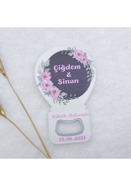 30 Adet Siyah Zemin Baskılı Balon Açacak Magnet 11X7 cm Uv Nişan Liği Nikah Şekeri