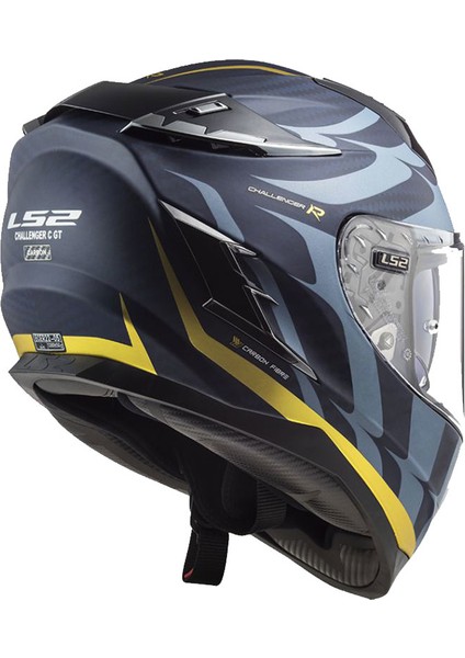 Challenger C Flames Siyah - Karbon - Sarı Kask