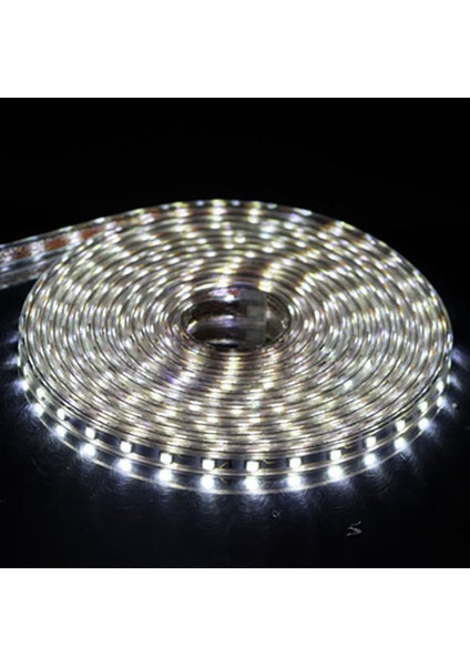 220V Fişli Silikonlu Beyaz Şerit LED 3 Çipli Smd 5050 - 1metre