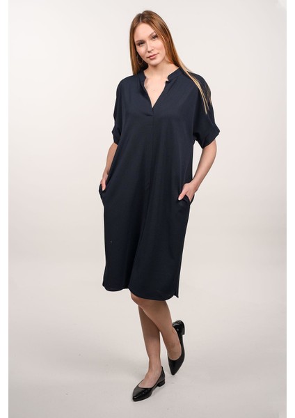 Alexandergardı Dik Yakalı Cepli Elbise (B21-4320)