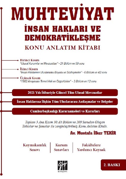 Muhteviyat Insan Hakları ve Demokratikleşme Konu Anlatım Kitabı - Mustafa Ilker Tekir