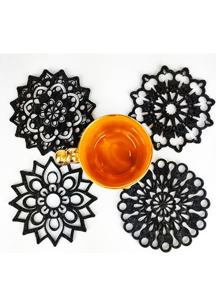 Keçe Motifli Bardak Altlığı Dörtlü Paket
