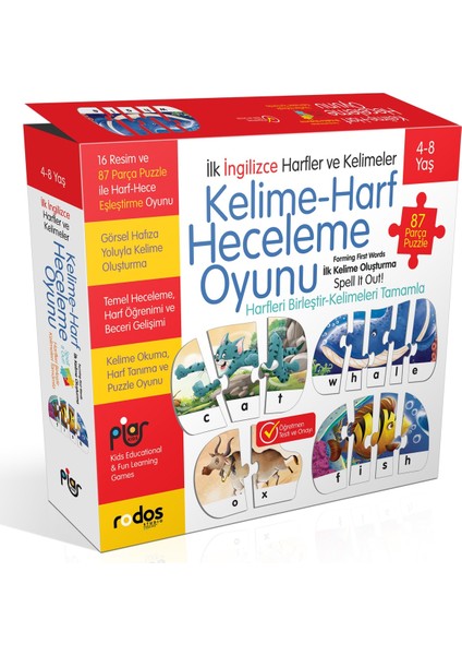 / İlk İngilizce Harfler ve Kelimeler / Kelime-Harf Heceleme-Puzzle Oyunu / Kelime Oluşturma /4-8 Yaş