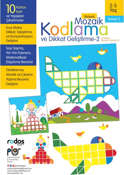 / Stickerlı Mozaik Kodlama ve Dikkat Geliştirme 2 /Seviye 2 / 2-5 Yaş fiyatları