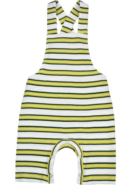 Sarı-Yeşil Çizgili Unisex Bebek Salopet