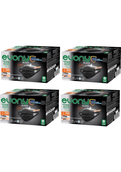 Elastik Kulaklı Siyah Maske 200 Adet