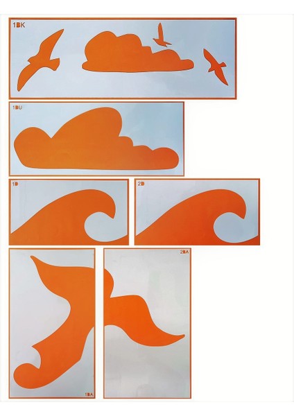 Stencil Şablon Balina ve Deniz