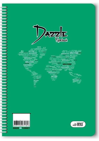 120 Yaprak Çizgili Spiralli Plastik Kapak Defter A4 Boy