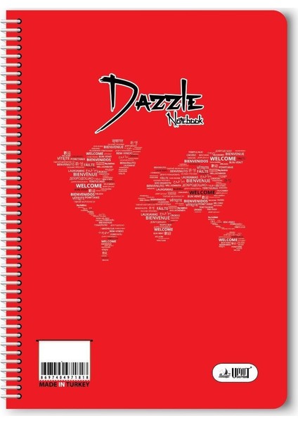 96 Yaprak Kareli Spiralli Defter A4 Boy