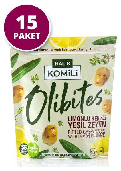 Olibites Limonlu Kekikli Çekirdeksiz Yeşil Zeytin 15X30G