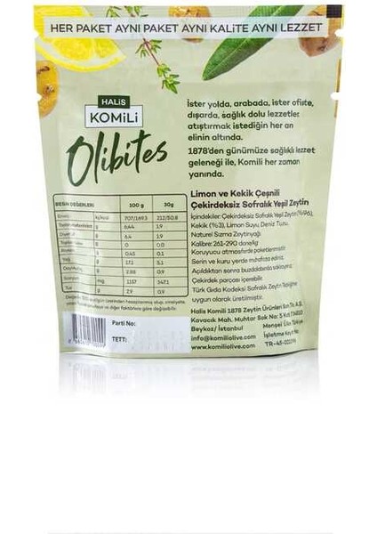 Olibites Limonlu Kekikli Çekirdeksiz Yeşil Zeytin 15X30G