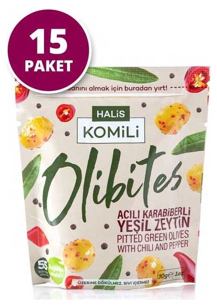 Olibites Acılı Karabiberli Çekirdeksiz Yeşil Zeytin 15X30G