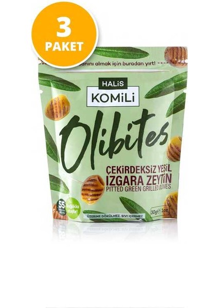 Olibites Çekirdeksiz Izgara Yeşil Zeytin 3X30G
