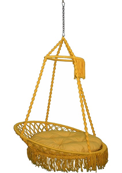 Püsküllü Relaks Salıncak Sarı Minderli