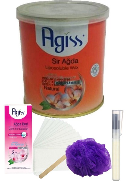 Agiss Natürel Konserve Sir Ağda Seti 240ML + Bez + Lif + Kalempar/ Ağda Seti 4 Parça