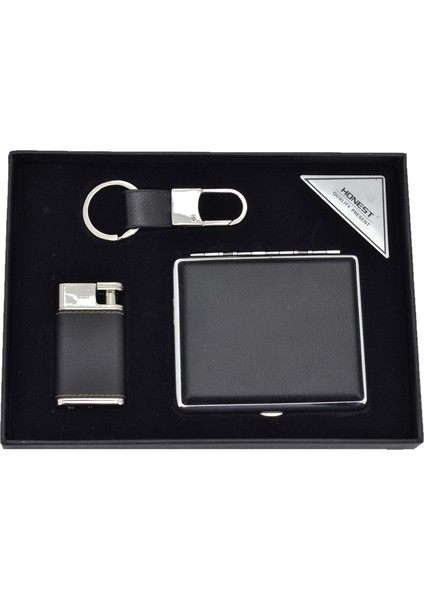 Tabaka Çakmak Anahtarlık Set Siyah