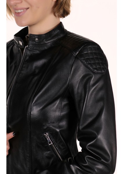 Defne Model Kadın Siyah Deri Ceket modelleri