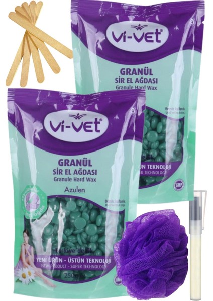Vivet Azulen Inci Boncuk Granül Sir El Ağdası 250GR 2'li Set + Spatula + Lif + Kalemparf
