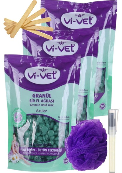 Vivet Azulen Inci Boncuk Granül Sir El Ağdası 250GR 3'lü Set + Spatula + Lif + Kalemparf