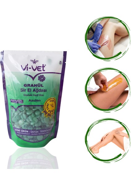 Vivet Azulen Inci Boncuk Granül Sir El Ağdası 250GR 3'lü Set + Spatula + Lif + Kalemparf
