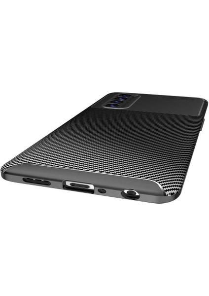 Oppo Reno 4 Pro 4g Kılıf Kamera Çıkıntılı Karbon Fiber Dokulu Renk Atmaz Koruyucu Kapak (Negro)