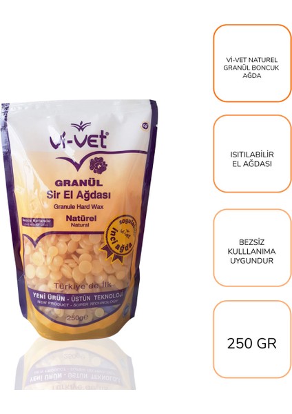 Vivet Naturel Inci Boncuk Granül Sir El Ağdası 250GR 4'lü Set + Yağ + Spatula + Lif + Kalemparf