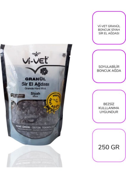 Vivet Siyah Inci Boncuk Granül Sir El Ağdası 250GR 4'lü Set + Yağ + Spatula + Lif + Kalemparf