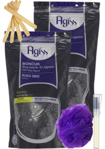 Agiss Siyah Inci Boncuk Granül Sir El Ağdası 250GR 2'li Set + Spatula + Lif + Kalemparf