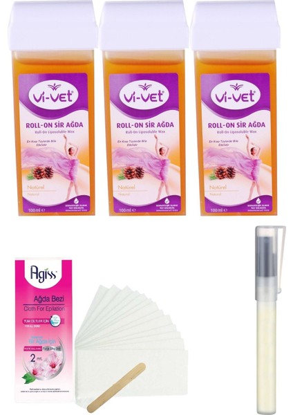 Vivet Natural Kartuş Roll On Sir Ağda 100MLX3'LÜ+BEZ+KALEMPAR