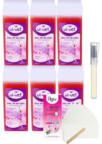 Vivet Pudralı Kartuş Roll On Sir Ağda 100MLX6'LI+BEZ+KALEMPAR