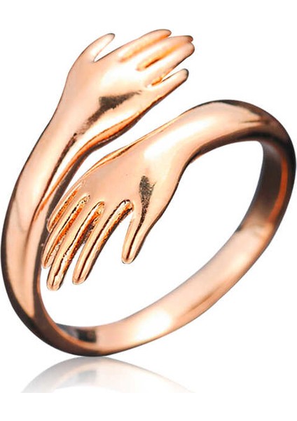 Gümüş Rose Sarılan Eller Yüzük