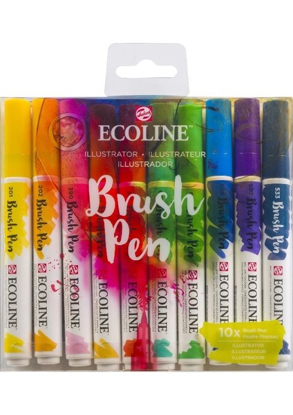 Ecoline Brush Pen Fırça Uçlu Kalem Seti 10 Renk Illustratıon Colors