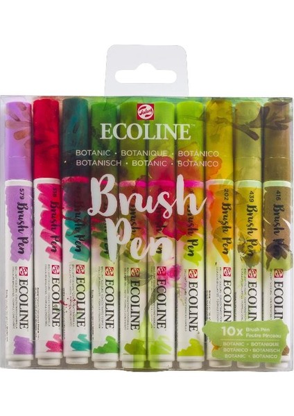 Ecoline Brush Pen Fırça Uçlu Kalem Seti 10 Renk Botanıc Colors