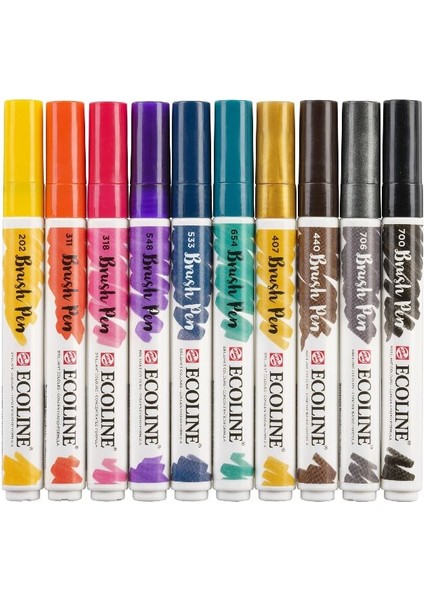 Ecoline Brush Pen Fırça Uçlu Kalem Seti 10 Renk Dark Colors modelleri