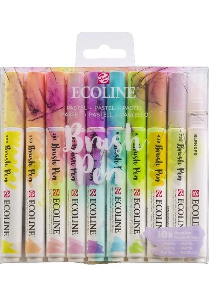 Ecoline Brush Pen Fırça Uçlu Kalem Seti 10 Renk Pastel Colors