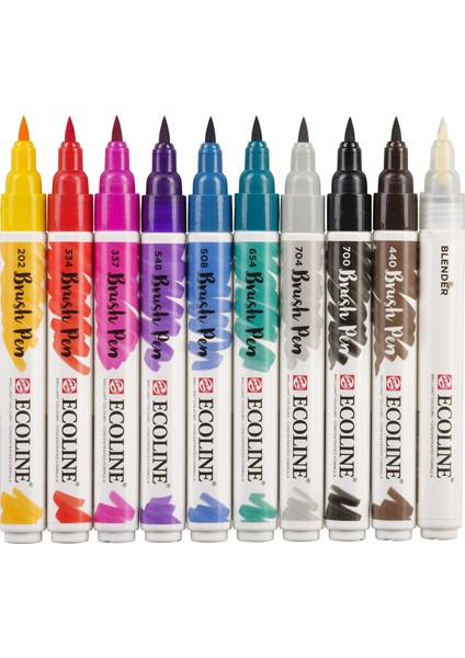 Ecoline Brush Pen Fırça Uçlu Kalem Seti 10 Renk Handletterıng Colors