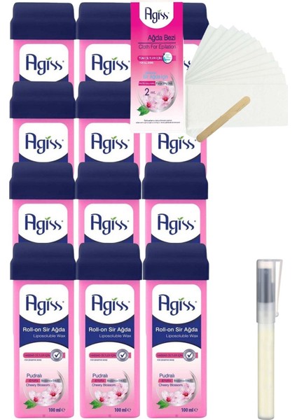 Agiss Pudralı Kartuş Roll On Sir Ağda 100MLX12'LI+BEZ+KALEMPAR
