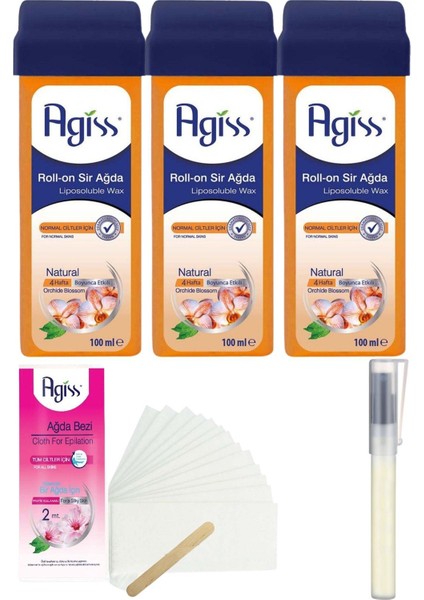 Agiss Natural Kartuş Roll On Sir Ağda 100MLX3'LÜ+BEZ+KALEMPAR