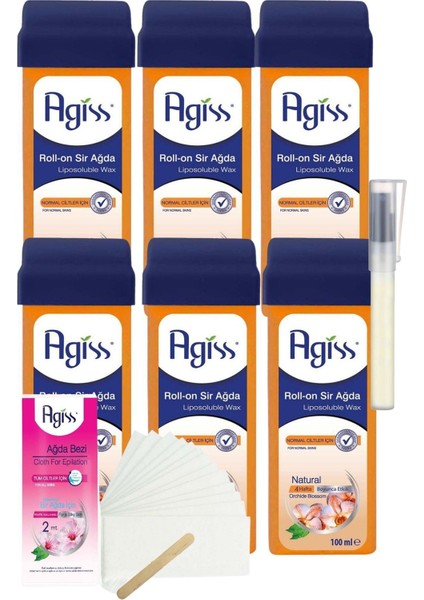 Agiss Natural Kartuş Roll On Sir Ağda 100MLX6'LI+BEZ+KALEMPAR