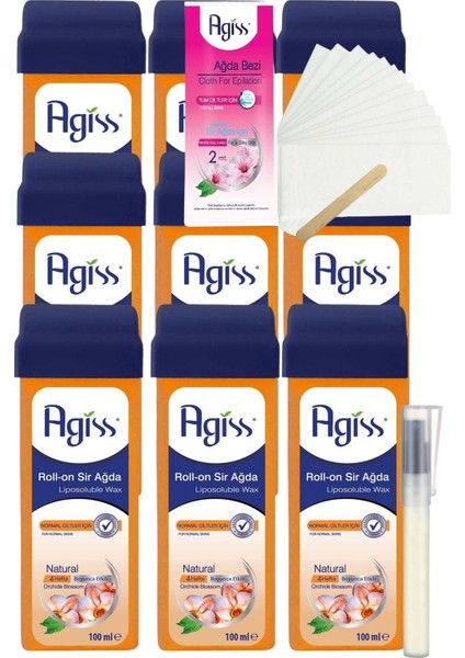 Agiss Natural Kartuş Roll On Sir Ağda 100MLX9'LU+BEZ+KALEMPAR