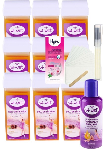 Vivet Natural Kartuş Roll On Sir Ağda 100MLX9'LU+YAĞ+BEZ+KALEMPAR